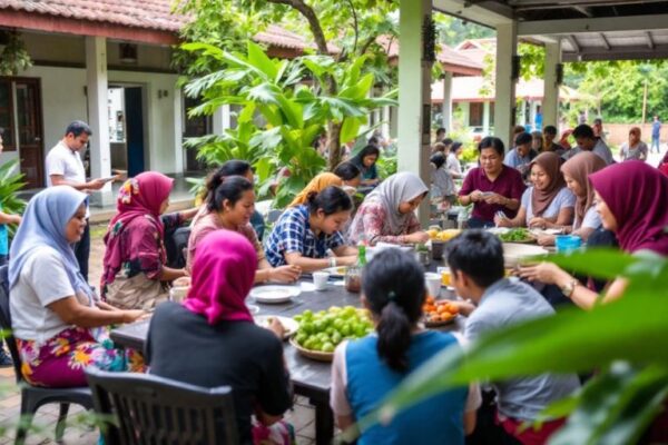 Kegiatan masyarakat Desa Sungai Keranji yang bersemangat.