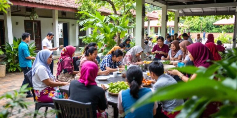 Kegiatan masyarakat Desa Sungai Keranji yang bersemangat.